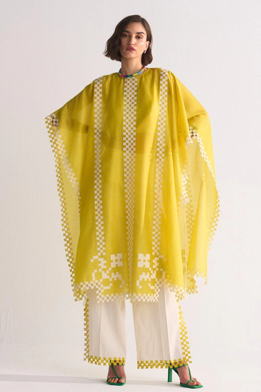 Ikai Yellow Cutwork & Appliqued Kaftan 3 Ikai Yellow Cutwork & Appliqued Kaftan