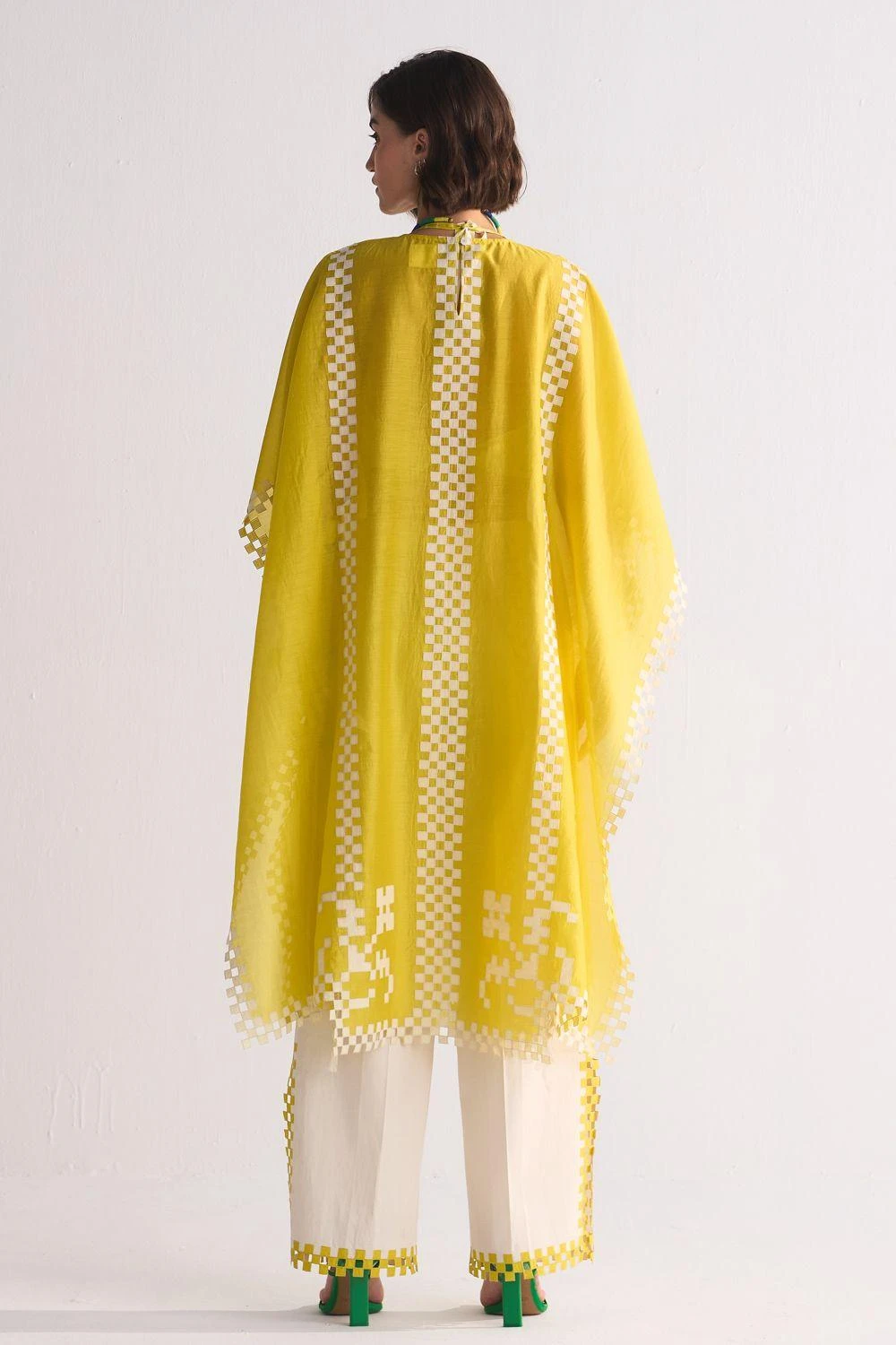 Ikai Yellow Cutwork & Appliqued Kaftan 7 Ikai Yellow Cutwork & Appliqued Kaftan - Image 5
