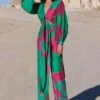 Twinkle Hanspal Green & Fuchsia Bonsai Printed Jumpsuit -Divine Couture 611th20 1