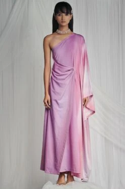 Mala And Kinnary Pink Draped Gown