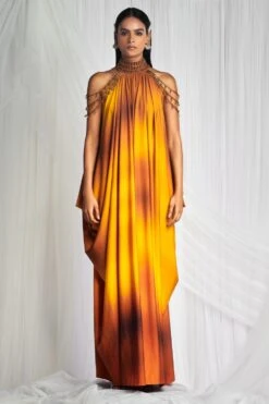 Mala And Kinnary Yellow Beaded Kaftan