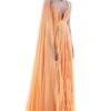 Mala And Kinnary Orange Flared Cape Sleeve Gown 1 Mala And Kinnary Orange Flared Cape Sleeve Gown -Divine Couture 6323mka64 1