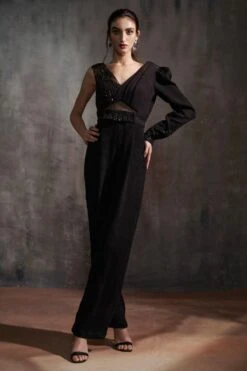 Anjali Kanwar Black Embellished & Pleated Jumpsuit