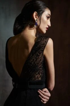 Anjali Kanwar Black Embellished & Pleated Jumpsuit -Divine Couture 6423akf21 4