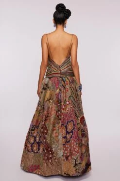 Aisha Rao Wine Printed & Embellished Organza Gown -Divine Couture 64ar13 4