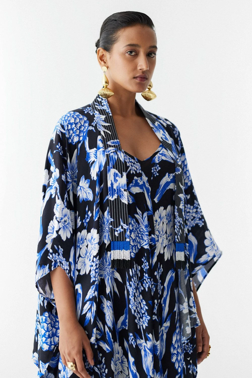 Studio RIGU Black Abstract Printed Jumpsuit & Cape Set 5 Studio RIGU Black Abstract Printed Jumpsuit & Cape Set - Image 3