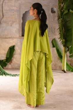 Deep Thee Lime Green Embellished Cape Set -Divine Couture 71023dt19 5