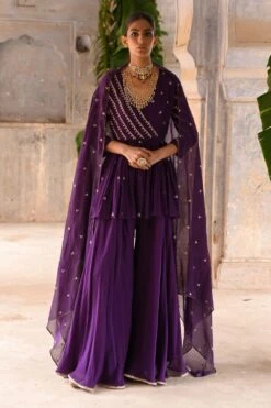 Deep Thee Aubergine Embellished Sharara Set