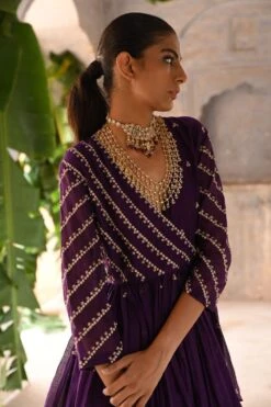 Deep Thee Aubergine Embellished Sharara Set -Divine Couture 71023dt4 4