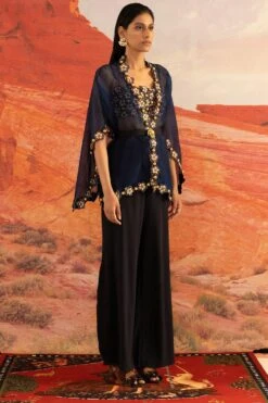 Shivan & Narresh Sapphire Peri Golden Skein Cape -Divine Couture 711sn16 3