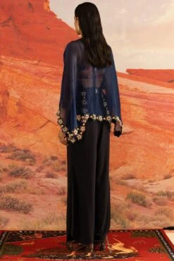 Shivan & Narresh Sapphire Peri Golden Skein Cape -Divine Couture 711sn16 4