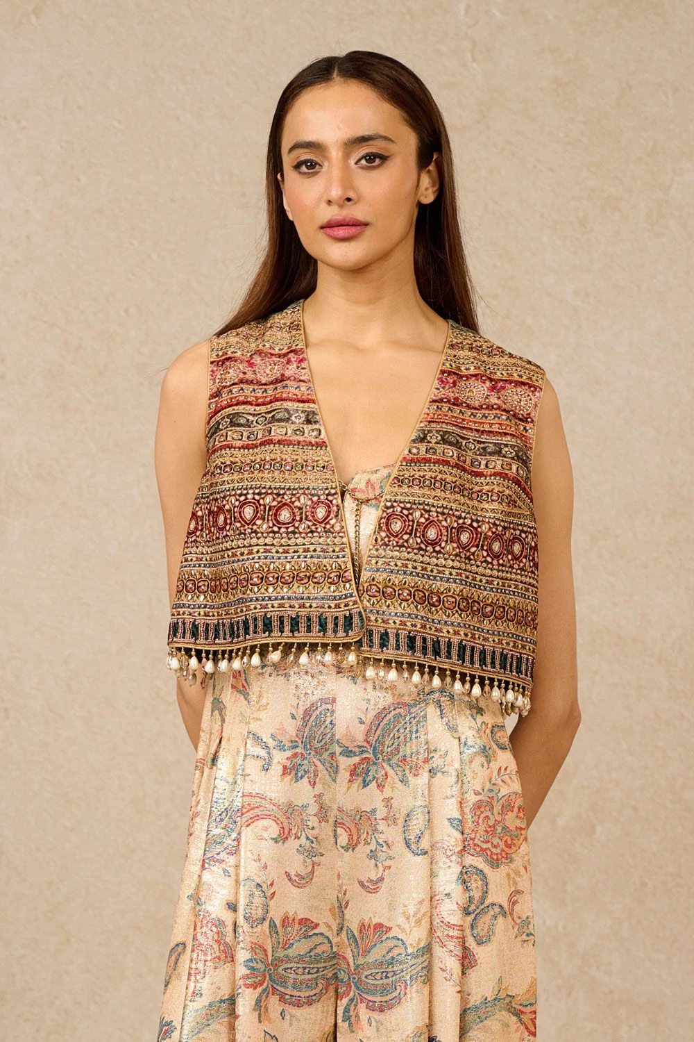 Tarun Tahiliani Multi-Hued Floral Digital Print Jumpsuit Set 4 Tarun Tahiliani Multi-Hued Floral Digital Print Jumpsuit Set - Image 2