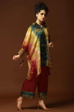 CAPISVIRLEO Multi-coloured Silk Kaftan Set -Divine Couture 71cap42 3