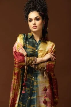 CAPISVIRLEO Multi-coloured Silk Kaftan Set -Divine Couture 71cap42 4
