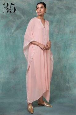 Anjul Bhandari Pink Chikankari Embroidered Kaftan -Divine Couture 73ab2 3