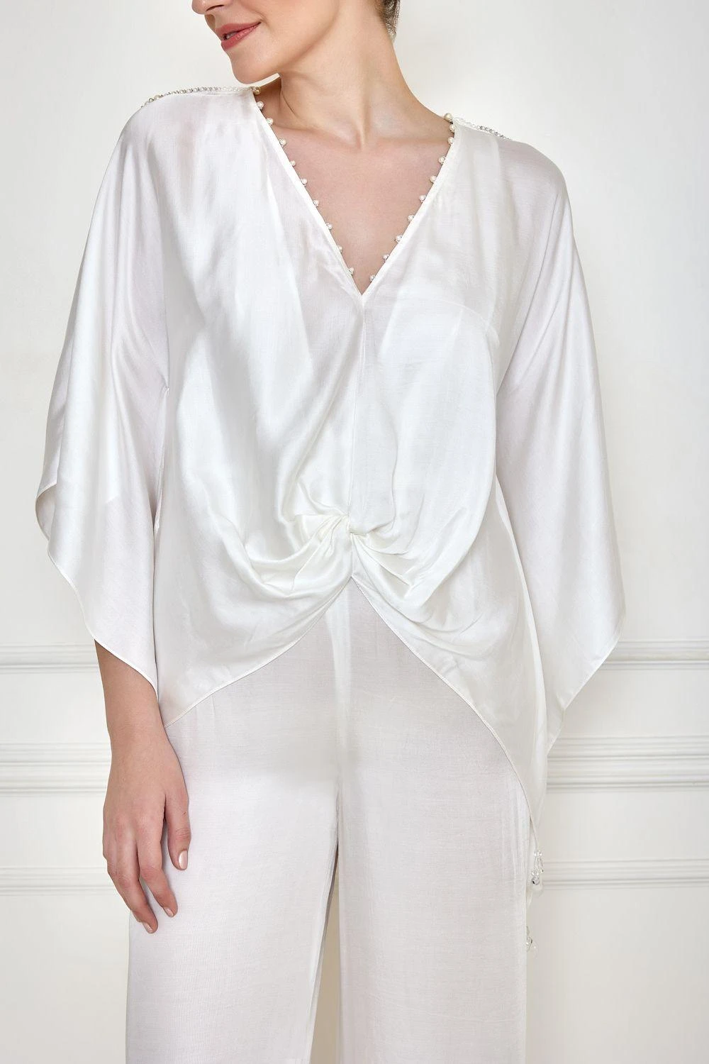 Dilnaz Frost White Kaftan & Jumpsuit 4 Dilnaz Frost White Kaftan & Jumpsuit - Image 2