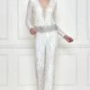 Dilnaz Frost White Sequinned Jumpsuit 1 Dilnaz Frost White Sequinned Jumpsuit -Divine Couture 7723diz69 1