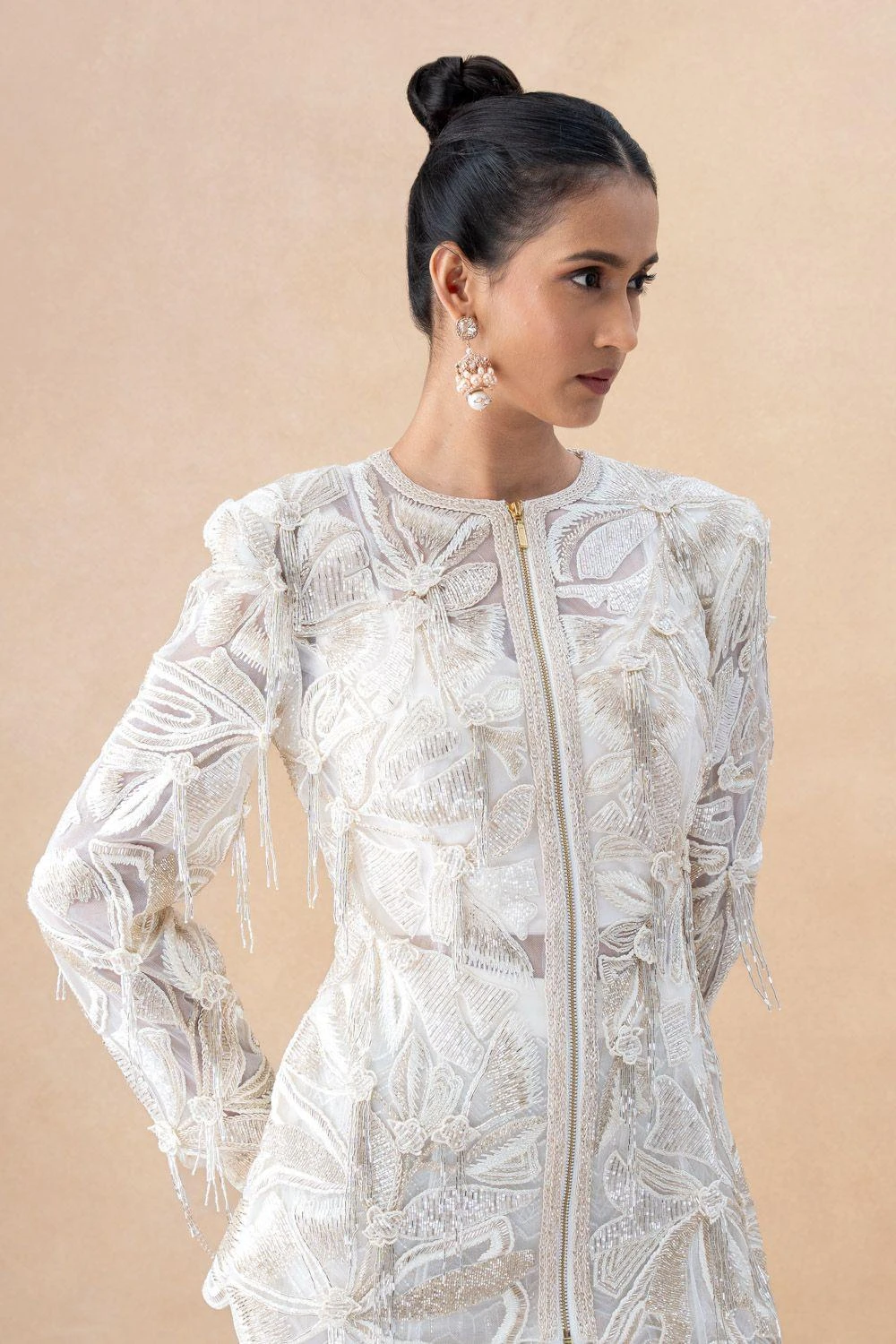 Ritika Mirchandani Ivory Floral Embellished Sharara Set 6 Ritika Mirchandani Ivory Floral Embellished Sharara Set - Image 4