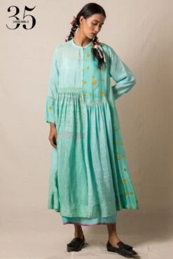 Injiri Sea Green Bandhani Dress -Divine Couture 84inj1 2