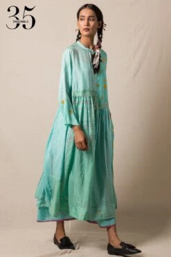 Injiri Sea Green Bandhani Dress -Divine Couture 84inj1 3