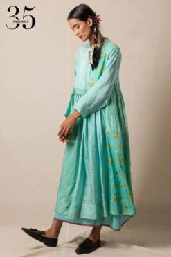 Injiri Sea Green Bandhani Dress -Divine Couture 84inj1 4