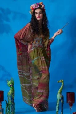 CAPISVIRLEO Seaweed Pleated Kaftan Dress -Divine Couture 88cap10 3