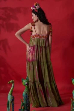 CAPISVIRLEO Green Tie Dye Embroidered Dress 13 CAPISVIRLEO Green Tie Dye Embroidered Dress -Divine Couture 88cap24 6