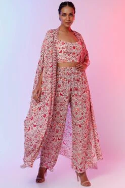 SVA Pink Floral Printed Cape Set