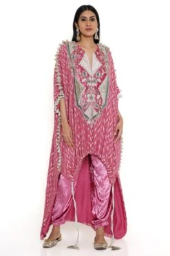 Payal Singhal Cranberry Benarasi Embroidered High Low Kaftan Set 12 Payal Singhal Cranberry Benarasi Embroidered High Low Kaftan Set -Divine Couture 8923ps13 4