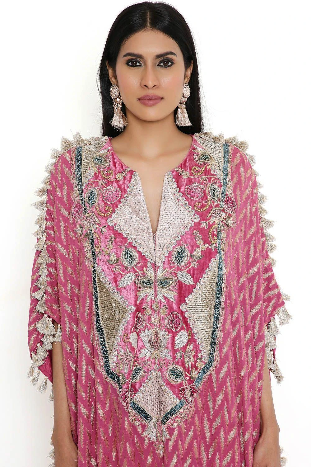Payal Singhal Cranberry Benarasi Embroidered High Low Kaftan Set 7 Payal Singhal Cranberry Benarasi Embroidered High Low Kaftan Set - Image 5