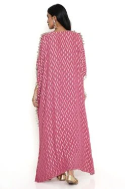 Payal Singhal Cranberry Benarasi Embroidered High Low Kaftan Set 15 Payal Singhal Cranberry Benarasi Embroidered High Low Kaftan Set -Divine Couture 8923ps13 7