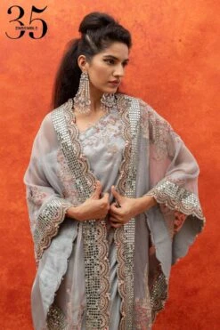 Anamika Khanna Powder Blue Mirror Embellished Cape Set -Divine Couture 911ak12 3