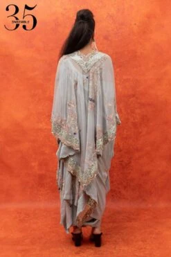 Anamika Khanna Powder Blue Mirror Embellished Cape Set -Divine Couture 911ak12 4