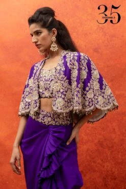 Anamika Khanna Purple Zardosi Embroidered Cape Set 8 Anamika Khanna Purple Zardosi Embroidered Cape Set -Divine Couture 911ak19 3