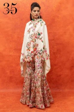Anamika Khanna Floral Printed Drape And Sharara Set