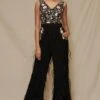 Shriya Som Floral Embroidered Feather Jumpsuit 2 Shriya Som Floral Embroidered Feather Jumpsuit -Divine Couture 912ss25 1