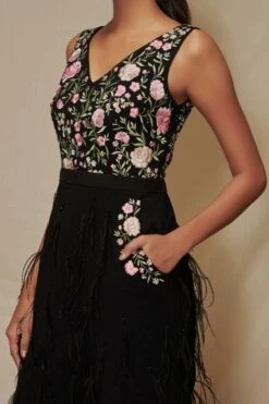 Shriya Som Floral Embroidered Feather Jumpsuit -Divine Couture 912ss25 3