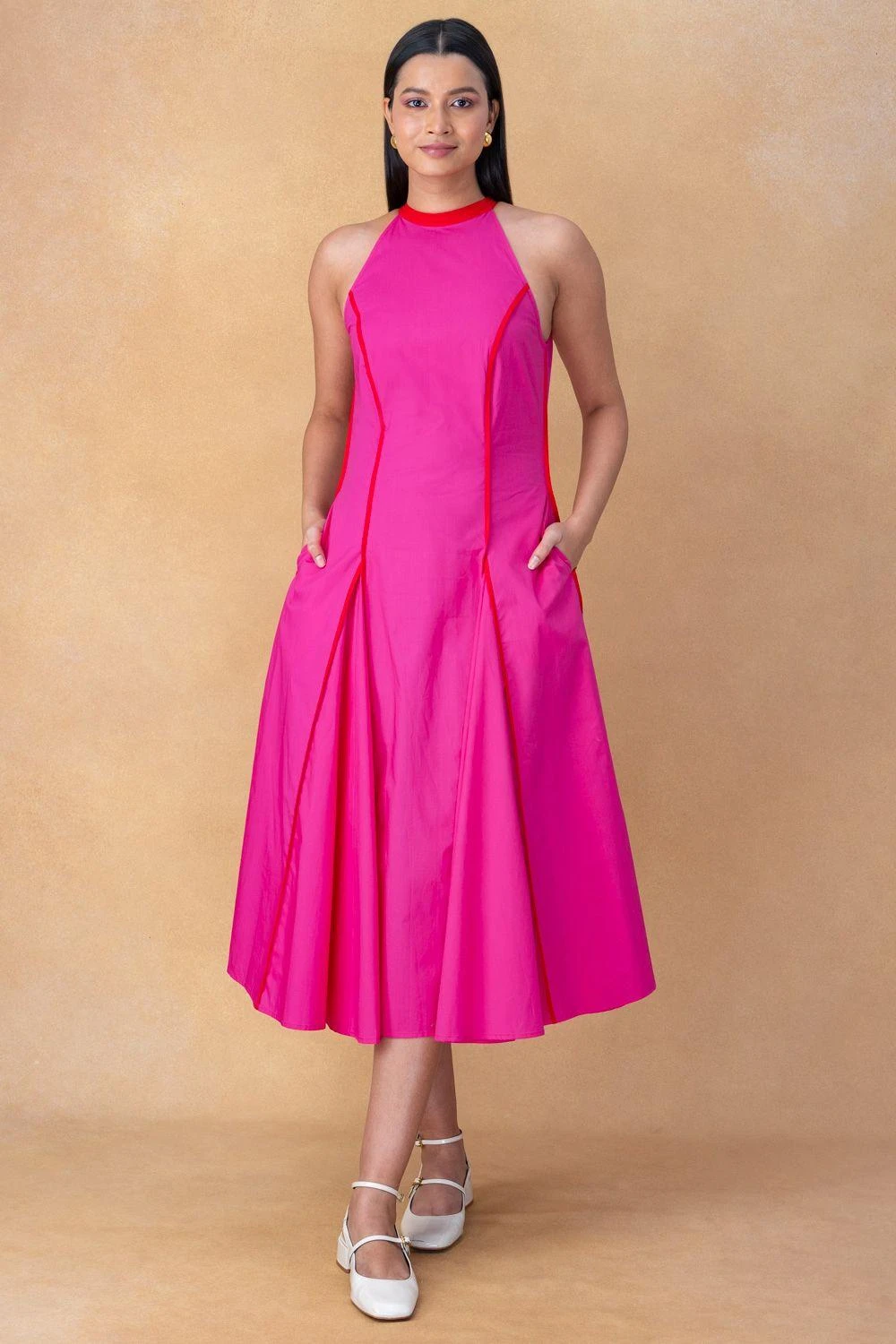 Bodice Hot Pink Halter Neck Dress 3 Bodice Hot Pink Halter Neck Dress