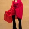 Amit Aggarwal Fuschia Ombre Panelled Cape With Belt -Divine Couture a 1