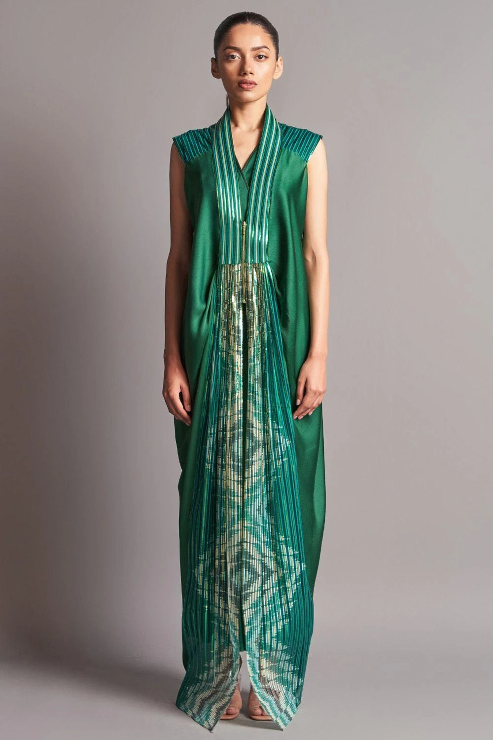 Amit Aggarwal Emerald Draped Jacket & Jumpsuit 3 Amit Aggarwal Emerald Draped Jacket & Jumpsuit