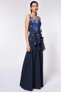 Amit Aggarwal Navy Blue Structured Gown -Divine Couture aarts21032 3