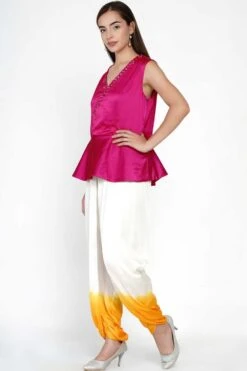 Twenty Nine Bandhani Cape Set With Mirrorwork Top -Divine Couture act129b 3