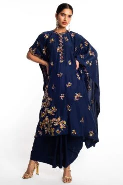 Anamika Khanna Blue Embroidered Kaftan Set