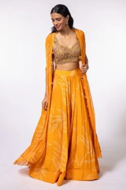 Arpita Mehta Poppy Printed Cape Set