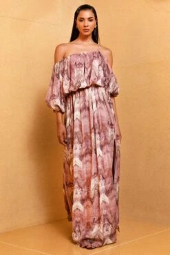 Nikita Mhaisalkar Lilac Floss Print Drop Shoulder Dress -Divine Couture ca trs22 053 2