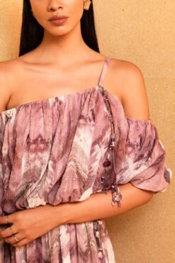 Nikita Mhaisalkar Lilac Floss Print Drop Shoulder Dress -Divine Couture ca trs22 053 3
