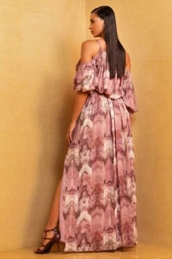Nikita Mhaisalkar Lilac Floss Print Drop Shoulder Dress -Divine Couture ca trs22 053 4
