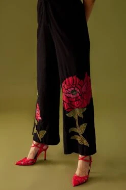 Chandrima Black Floral Embroidered Jumpsuit -Divine Couture ch1243 3