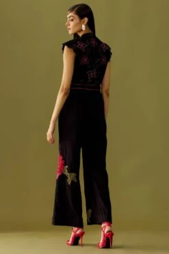 Chandrima Black Floral Embroidered Jumpsuit -Divine Couture ch1243 5