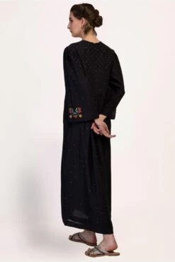 Ikai Navy Blue Centre Gathered Dress -Divine Couture csd 2035 navyblue 1